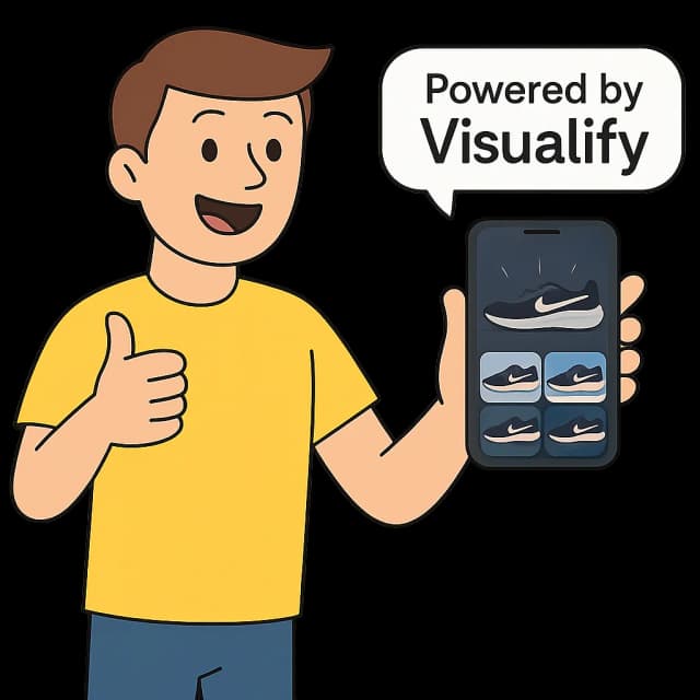 Efter Visualify - AI-drevet workflow giver 3 professionelle produktbilleder på under 20 sekunder